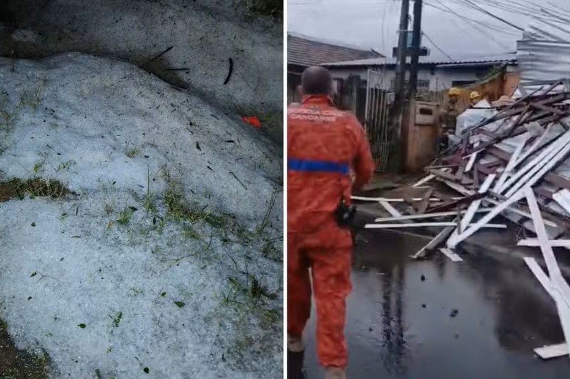  Temporal com granizo deixa 400 desalojados e destelha mais de 100 casas no Rio Grande do Sul