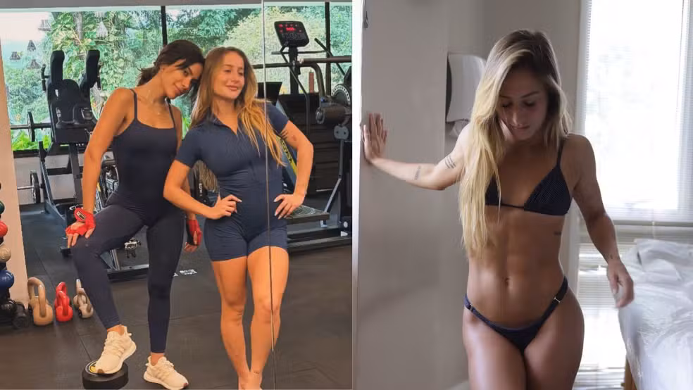  Bruna Griphao exibe abdômen definido, treina com Anitta e compartilha fotos ao lado de L7nnon