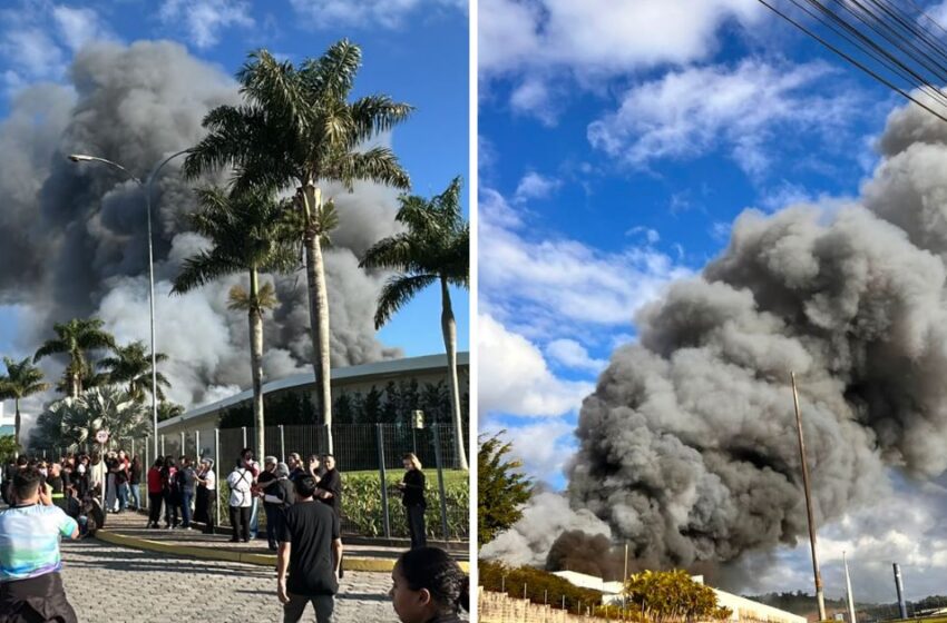  Incêndio de grandes proporções atinge fábrica da Colcci em Itajaí