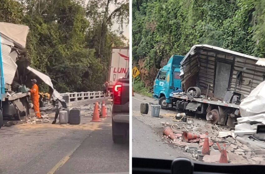  Carreta perde o controle e bate em caminhão na BR-282 entre Joaçaba e Herval d’Oeste