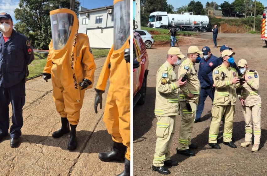 Vazamento de ácido mobiliza bombeiros de SC e PR em indústria na divisa dos estados