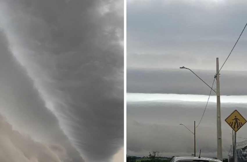  Nuvem prateleira chama atenção no céu de Santa Catarina antes de temporais
